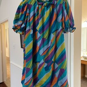 Peach Love California Multicolor Striped Dress (Large)